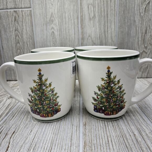 NEW 4 Pack Christopher Radko Holiday Celebrations Traditions Tree Coffee Cup Mug - Picture 1 of 6